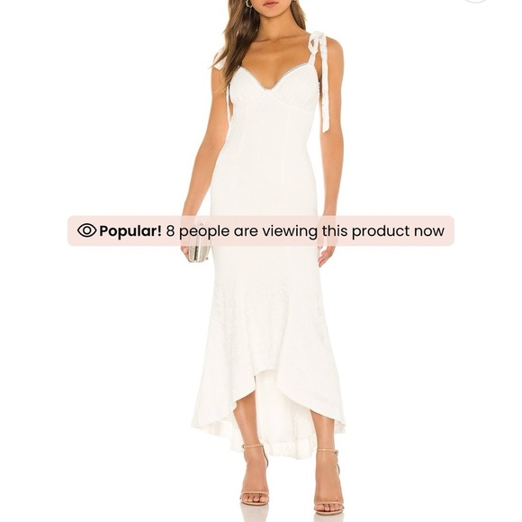 Revolve, Majorelle, Tenleigh Midi high go low dress in lace tie straps ivory S - Picture 1 of 9